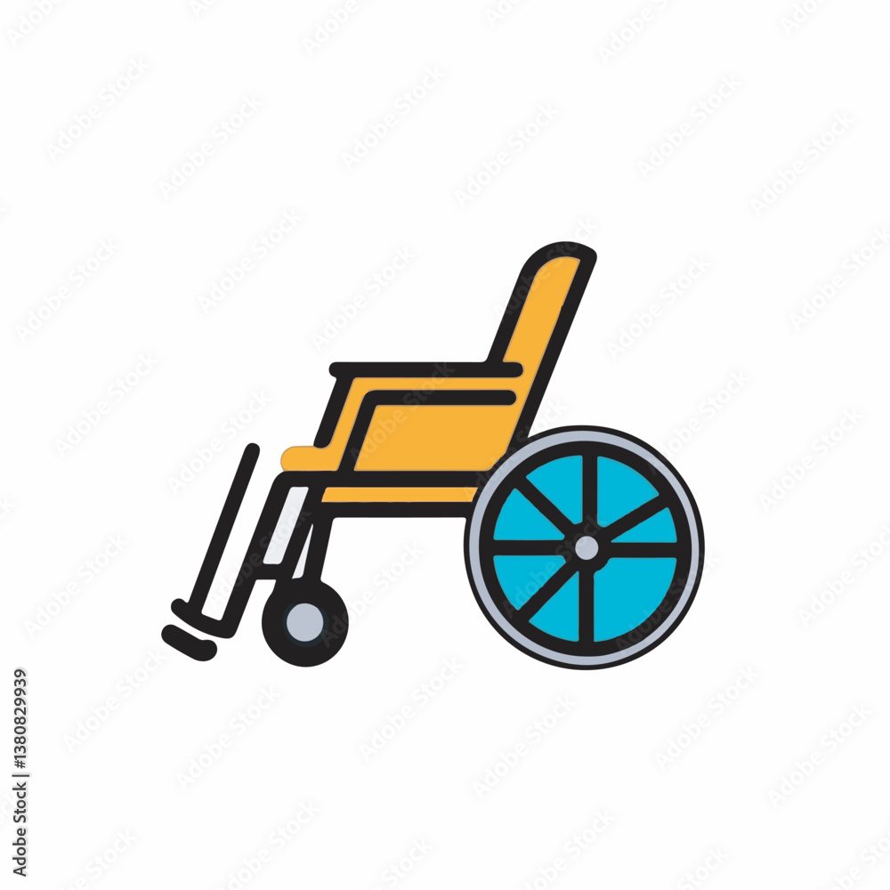 Yellow wheelchair symbolizes access in white setting accessibility Yellow wheelchair symbolizes access in white setting accessibility