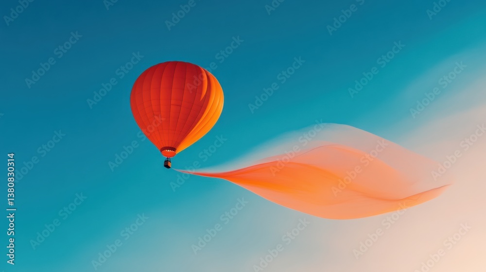 Obraz premium A single balloon drifting away into the sky during a festival.
