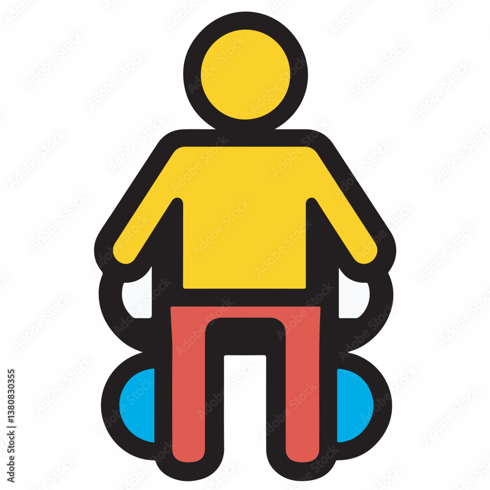 Person icon rides wheelchair indoors flat design graphic Person icon rides wheelchair indoors flat design graphic
