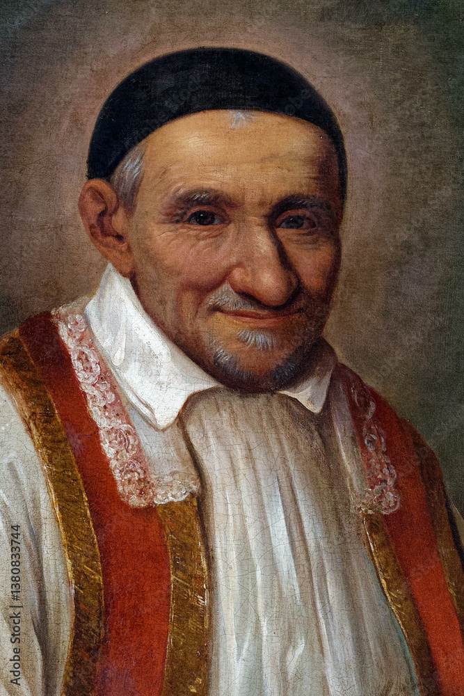 Naklejka premium Painting of Saint Vincent de Paul. Saint of the Roman Catholic Church.