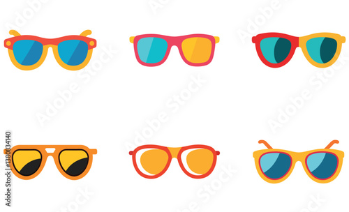  Trendy Colorful Sunglasses Vector Set for Summer Fashion Design