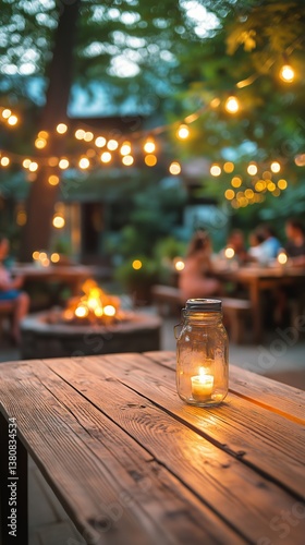 Evening Gathering With Drinks Under Fairy Lights in a Cozy Outdoor Setting