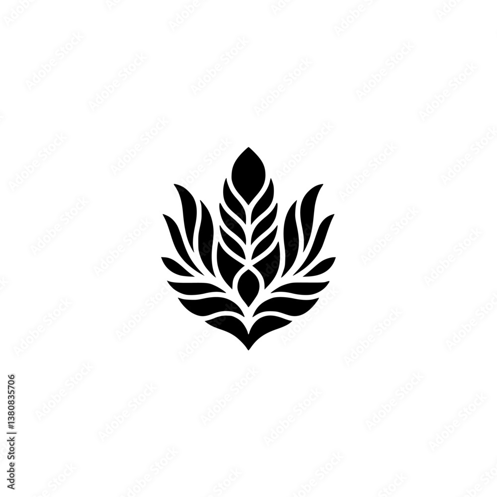 Obraz premium Elegant Black Floral Logo on White Background, Minimalist Design