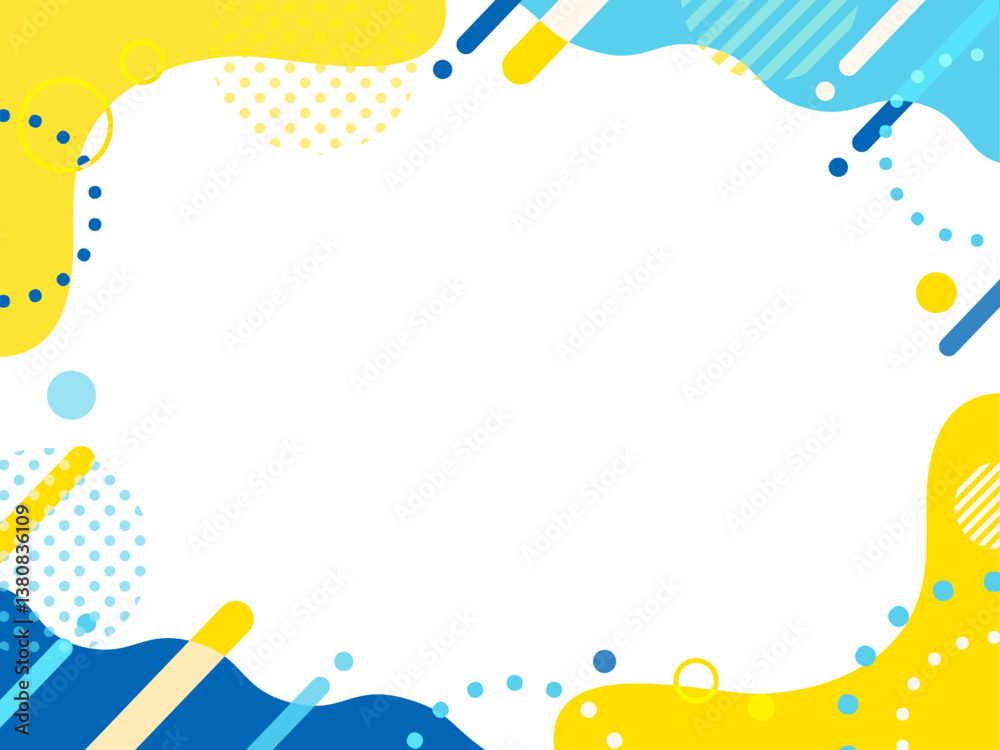 Obraz premium 青と黄色のポップ 夏のイベント バナー 背景 