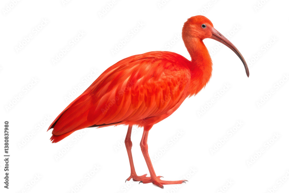 Vibrant red ibis displaying striking plumage in natural habitat for wildlife designs and educational resources