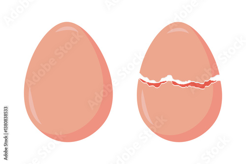Full and Broken eggs vector icon set isolated on white background. Easter Egg vector Icon collection. Easter day festival. Vector illustration.