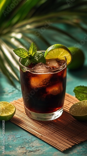 Refreshing Cocktail With Mint and Lime on a Tropical Background With Natural ...
