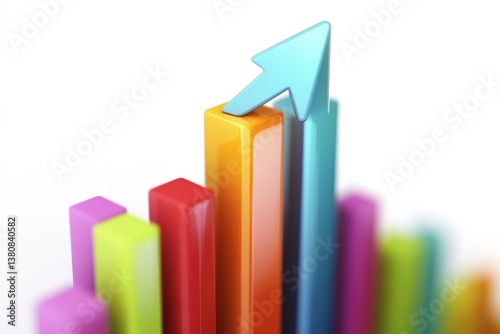 Colorful bar graph with upward arrow, highlighting growth and success Free Download Colorful bar graph with upward arrow, highlighting growth and success - GFXLoad
