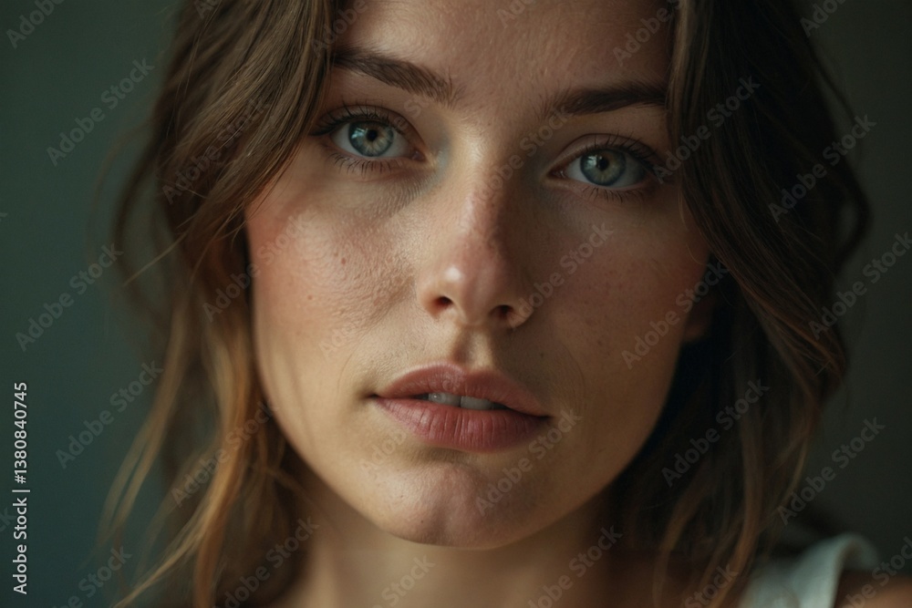 Moment of Reflection: Young Woman with a Gentle, Unfocused Gaze, Evoking Feelings of Contemplation and Inner World Moment of Reflection: Young Woman with a Gentle, Unfocused Gaze, Evoking Feelings of Contemplation and Inner World