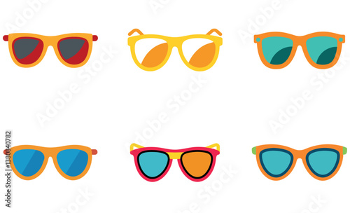  Trendy Colorful Sunglasses Vector Set for Summer Fashion Design