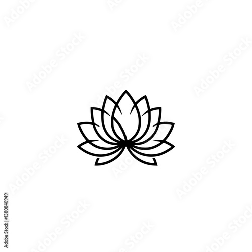 Minimalist Lotus Flower Logo Design, Vector Illustration