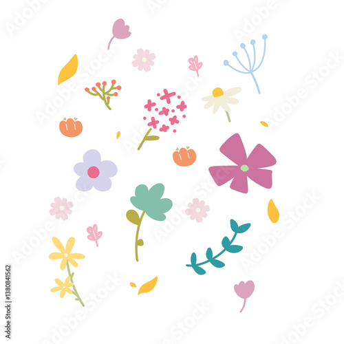 Wallpaper Mural Flowers graphic illustration simple and cute Torontodigital.ca