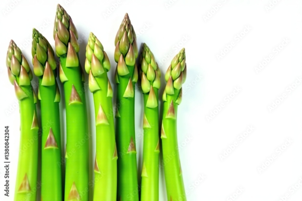 Fototapeta premium Freshly picked asparagus spears, arranged on white , simple, vegetable, diet