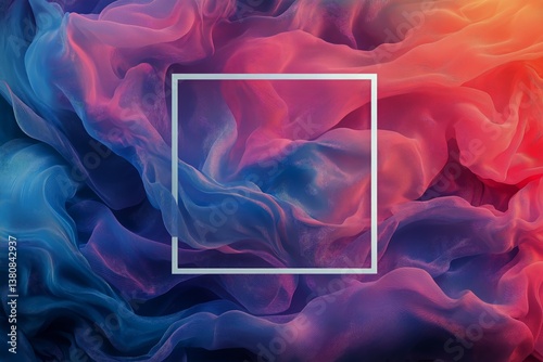 Vibrant Abstract Background With Flowing Colors and a Central Blank Square fo...