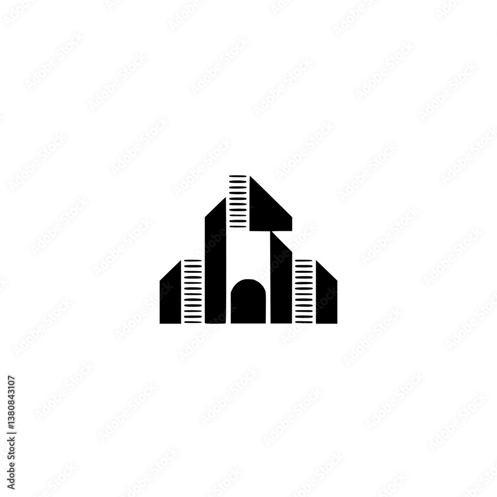 Fototapeta premium Minimalist Church Logo: Black & White Geometric Architecture