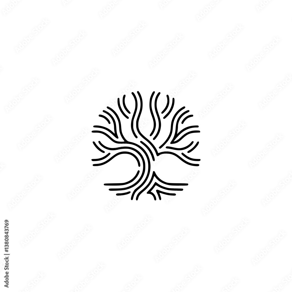 Obraz premium Minimalist Tree of Life Line Art Logo Design