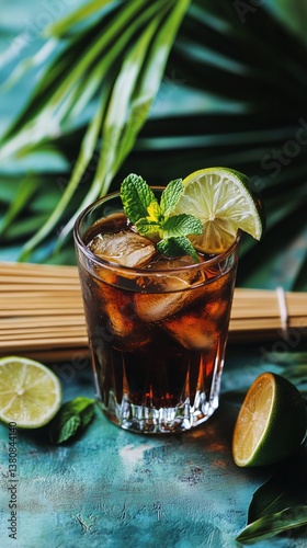 Refreshing Cocktail With Mint and Lime on a Tropical Background With Natural ...
