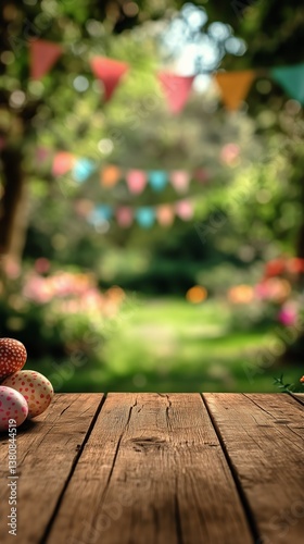 Colorful Flowers and Decorations Enhance a Serene Garden Space in Springtime ...