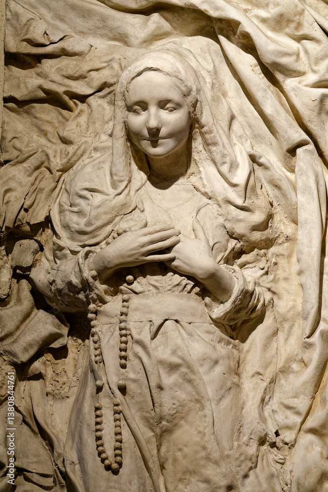 Statue of Apparition of the Virgin Mary, Our Lady of Lourdes or Notre Dame de Lourdes to Bernadette Soubirous. Statue of Apparition of the Virgin Mary, Our Lady of Lourdes or Notre Dame de Lourdes to Bernadette Soubirous.