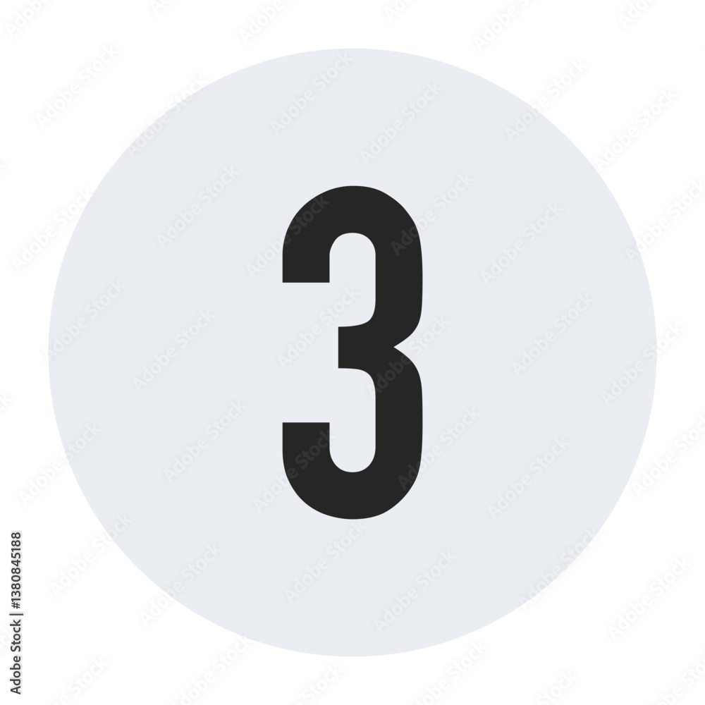 Minimalist Number Three in Light Gray Circle for Modern and Clean Design Projects Minimalist Number Three in Light Gray Circle for Modern and Clean Design Projects