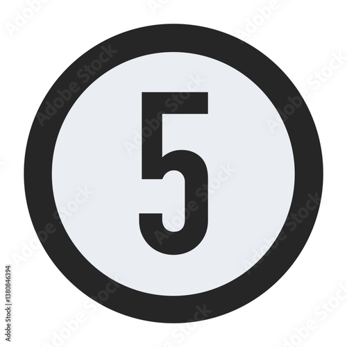 Bold Black Number Five with Thick Circular Outline for a Strong Visual Effect