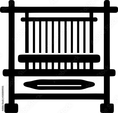Loom Silhouette – Traditional Textile Weaving Tool Vector Icon