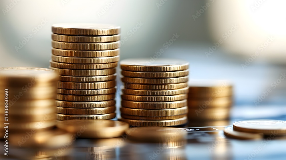 Stacks of gold coins representing financial growth and wealth accumulation on a blurred financial chart background. Stacks of gold coins representing financial growth and wealth accumulation on a blurred financial chart background.