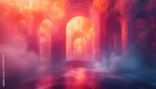 Abstract architectural interior digital design