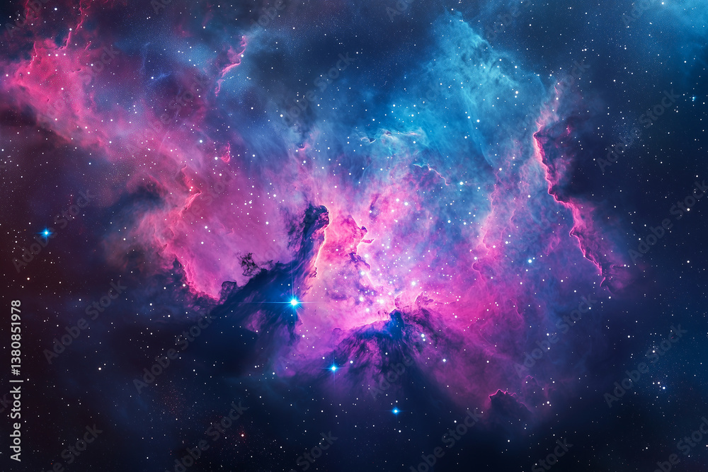 Fototapeta premium Colorful nebula with star formation and glowing gas clouds