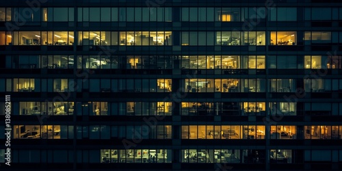 Illuminated Office Building at Night (1)