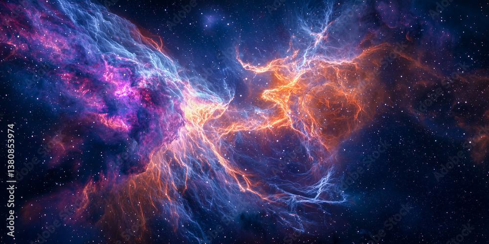 Supernova remnant with glowing gas filaments in deep space Supernova remnant with glowing gas filaments in deep space