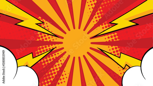 Dynamic Comic Book Explosion Red, Yellow, and Power