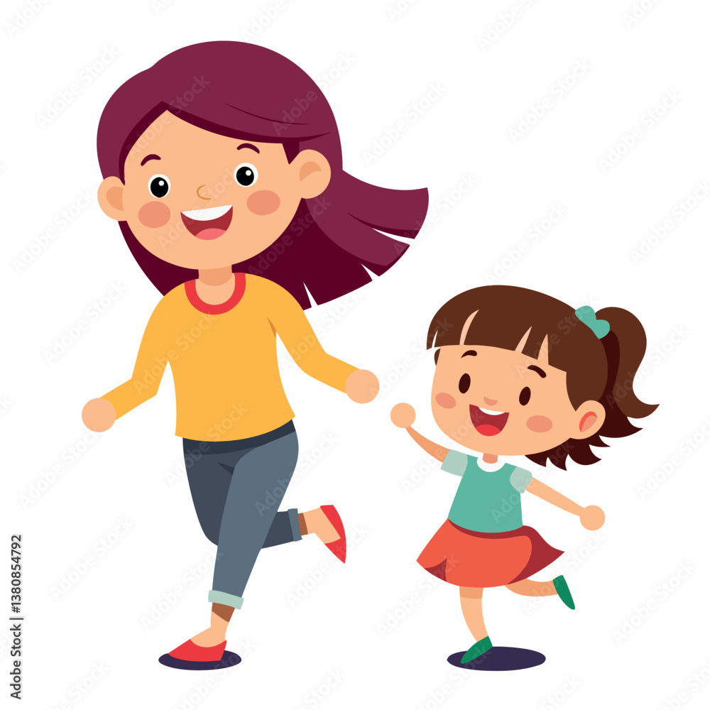 Happy Mother's Day is an international women's holiday. Happy Mom and daughter hug. Greeting Card Poster Design. Vector illustration. Happy Mother's Day is an international women's holiday. Happy Mom and daughter hug. Greeting Card Poster Design. Vector illustration.