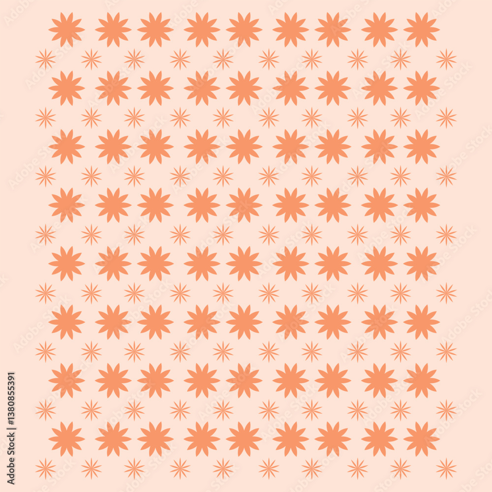 Abstract simple geometric vector seamless pattern with flower line texture on white background. Creative abstractdesign
