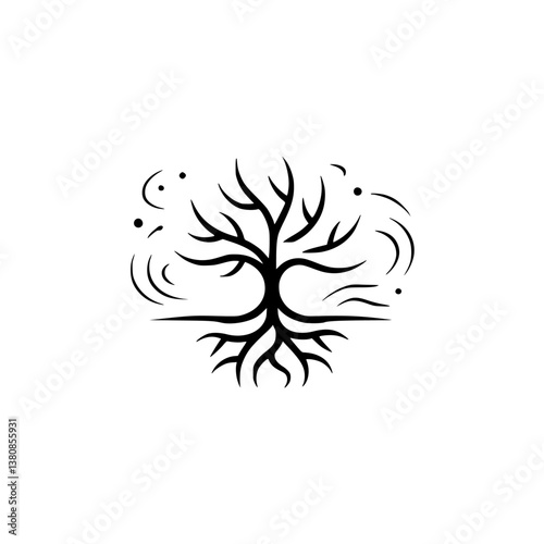 Minimalist Tree of Life Emblem - Black on White
