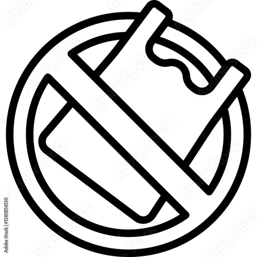 No Plastic Bags line icon