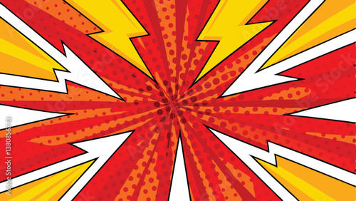 Dynamic Comic Book Explosion Red, Yellow, Power Burst Design