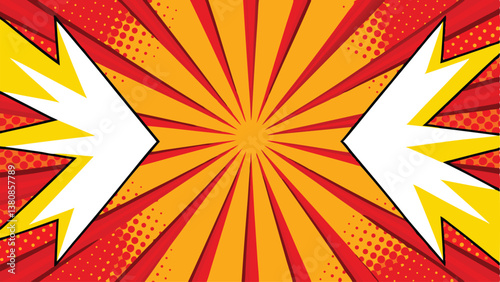 Comic Book Pop Art Background Red, Yellow, and White Explosion