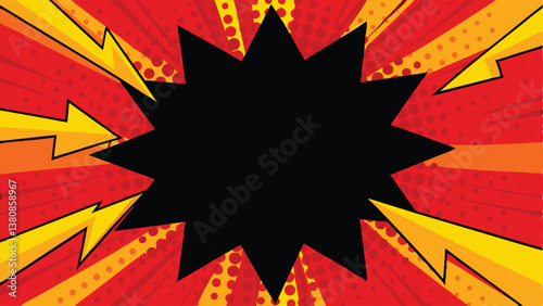 Comic Book Explosion Background Red, Yellow, Black Pow!