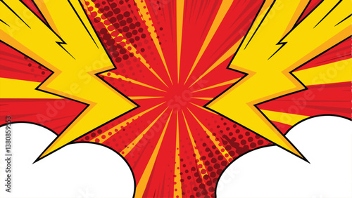 Dynamic Comic Book Explosion Red, Yellow, Lightning, Power, Bang!