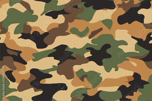 classic military camouflage background, texture for textiles, fashionable stylish pattern, seamless vector print
