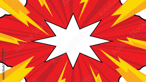 Comic Book Explosion Red Dynamic Starburst Power Burst