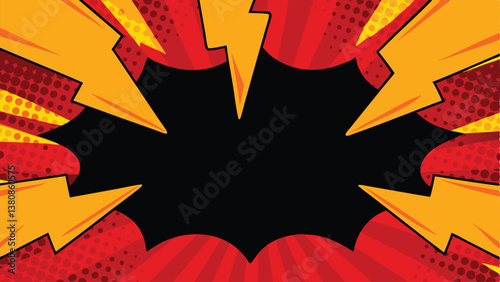 Comic Book Style Explosion Background Red, Yellow, Black
