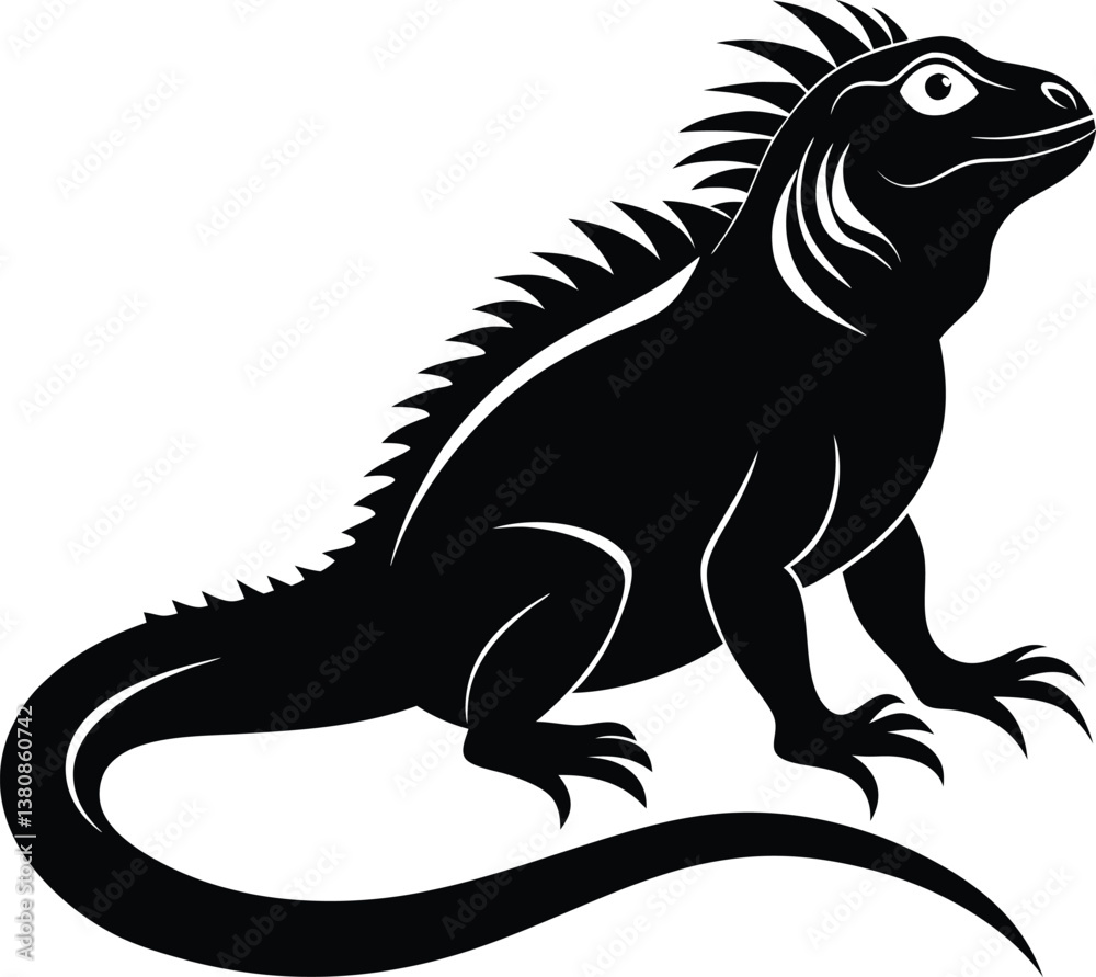 Iguana Silhouette Vector & Icon, Iguana Vector Design Iguana Silhouette Vector & Icon, Iguana Vector Design
