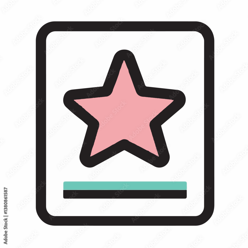 Pink star features inside geometric square shape art icon Pink star features inside geometric square shape art icon