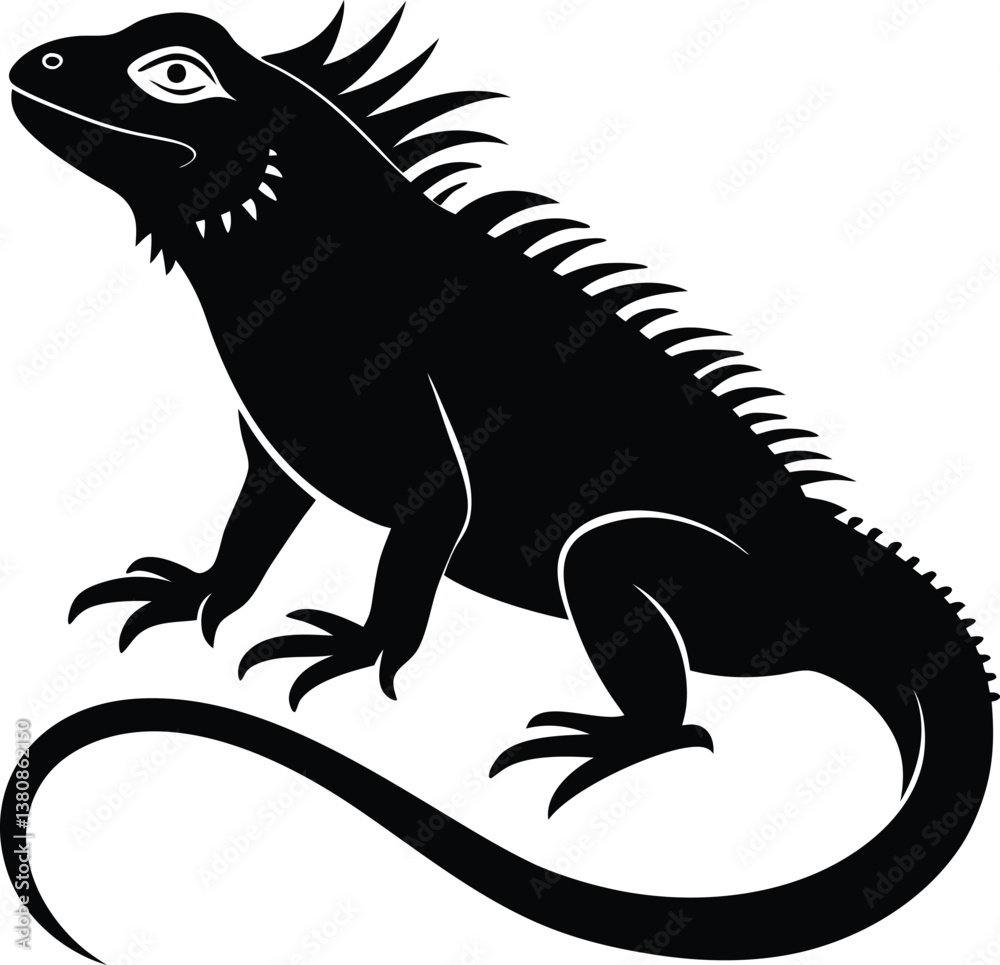 Obraz premium Iguana Silhouette Vector & Icon, Iguana Vector Design