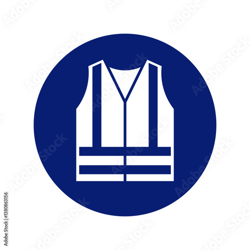 classic safety vest hi vis viz clothing required work site symbol sign in blue circle symbol vector isolated on transparent background