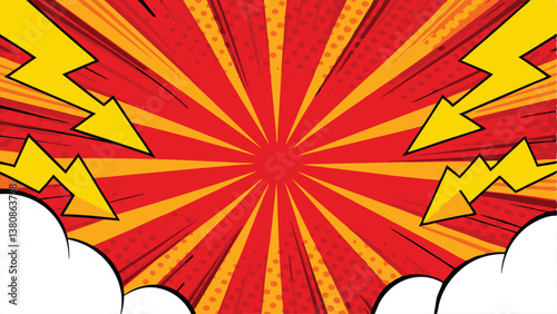 Comic Book Explosion Red Yellow Dynamic Action Power Speed Burst