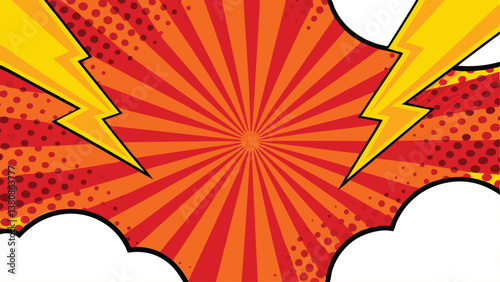 Dynamic Comic Book Explosion Background with Lightning Bolts