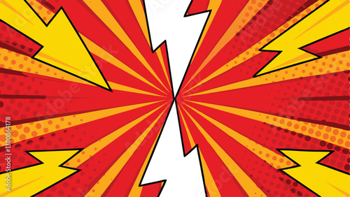 Comic Book Explosion Red, Yellow, Dynamic, Power, Energy, Flash, Rays, Action, Background, Design